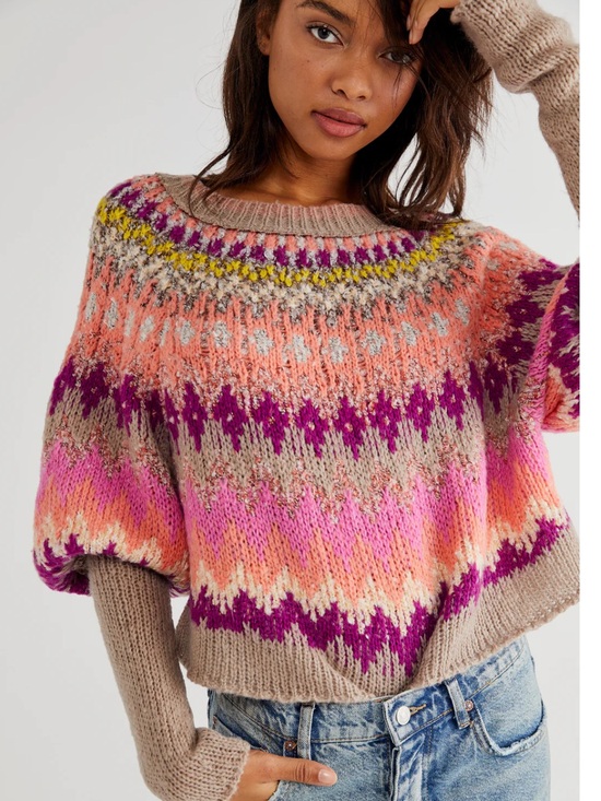 FREE PEOPLE Sweaters - NWT FREE PEOPLE home for the holidays in raspberry combo Size Large